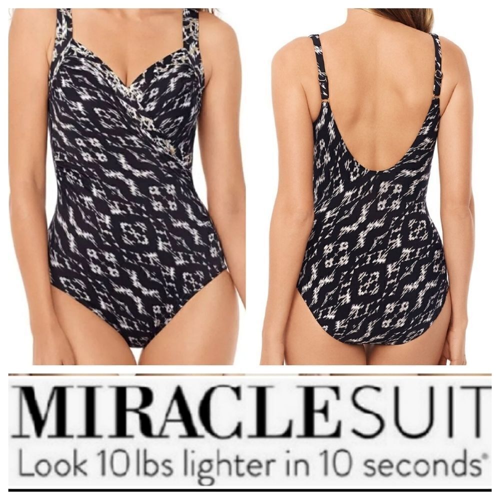 Miraclesuit Womens Labyrinth Sanibel Underwire One-Piece  Swimsuit sz 10